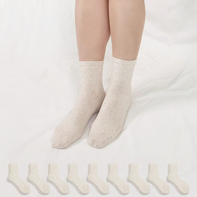 GUNYANGSSICK 女款彩虹羅紋中筒襪 10雙
