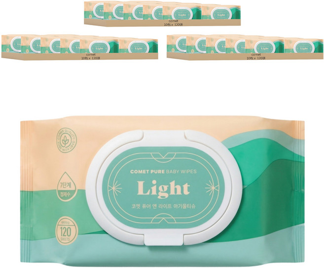 comet Pure Light系列 嬰幼兒濕紙巾 掀蓋式, 120張, 30包
