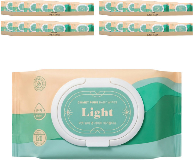 comet Pure Light系列 嬰幼兒濕紙巾 掀蓋式, 120張, 40包