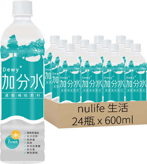 nulife 生活 加分水 Dewy + 運動補給飲料, 24瓶, 600ml