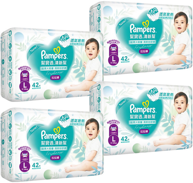 Pampers 幫寶適 原廠公司貨 清新幫拉拉褲/尿布 9~14kg, L, 168片