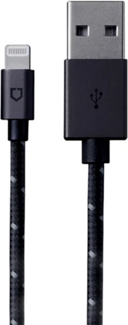 RHINOSHIELD 犀牛盾 Lightning to USB-A 耐折編織傳輸線, 1.2m, 黑色, 1條