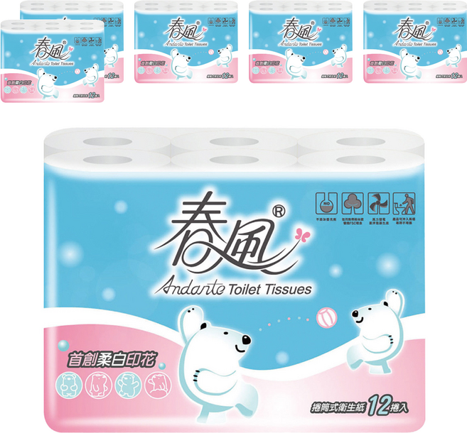 春風 捲筒式衛生紙 270張, 12捲, 6袋