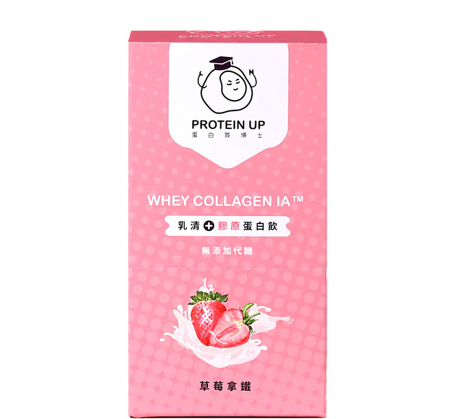 PROTEIN UP 蛋白質博士 乳清膠原蛋白飲 IA 草莓拿鐵, 32g, 6包