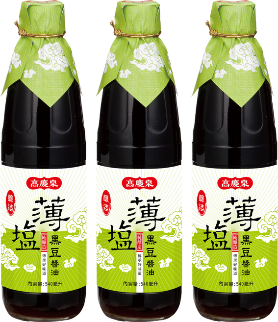 高慶泉 薄鹽黑豆醬油, 540ml, 3瓶