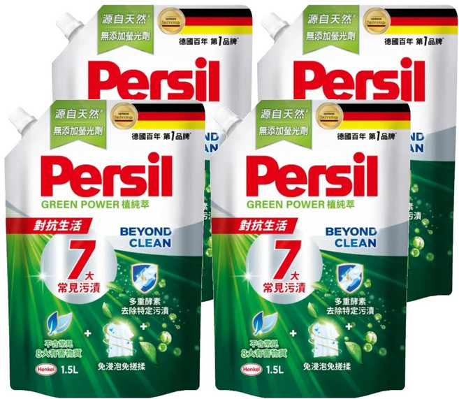 Persil 寶瀅 台灣公司貨 植純粹洗衣凝露補充包 6'S, 1.8L, 1入, 4袋