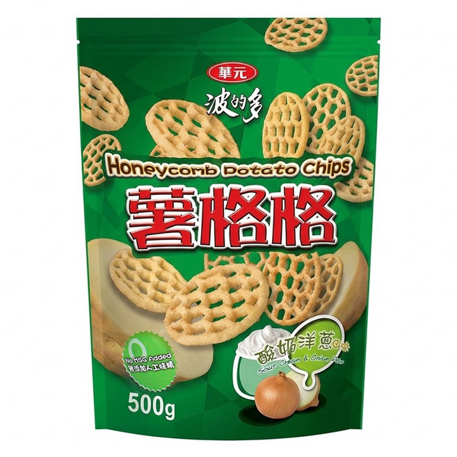 華元 波的多 薯格格 酸奶洋蔥口味, 500g, 1包
