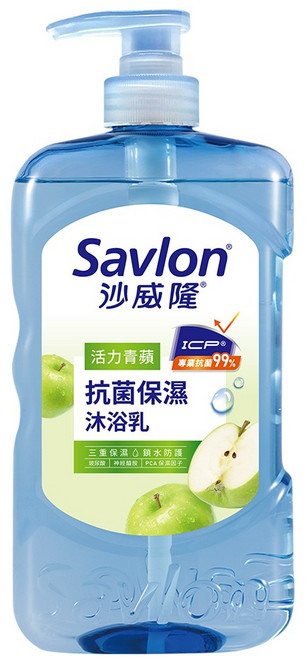 Savlon 沙威隆 台灣公司貨 抗菌保濕沐浴露 活力青蘋, 850g, 1個