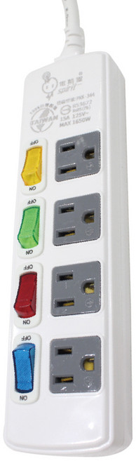 spirit 電精靈 MAX 4開4插 電腦延長線 3孔 1650W 125V 15A, 1.8m, 白色, 1條