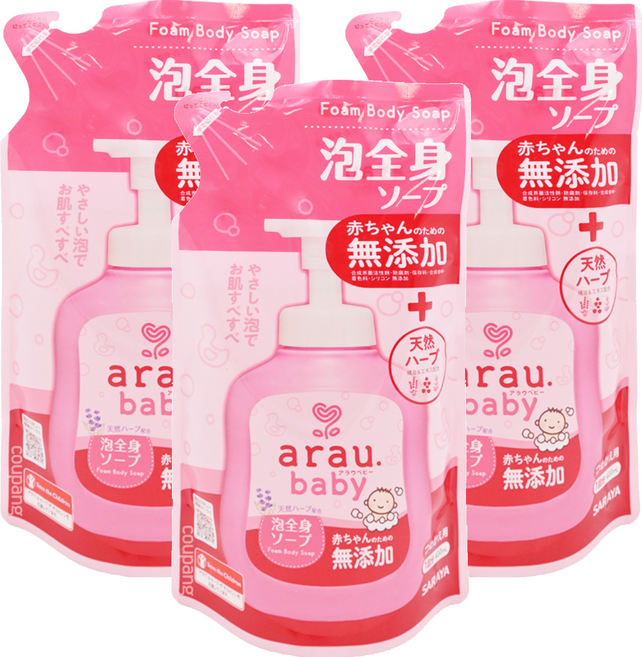 SARAYA arau. 愛樂寶 2合1洗髮沐浴 補充包, 400ml, 3包