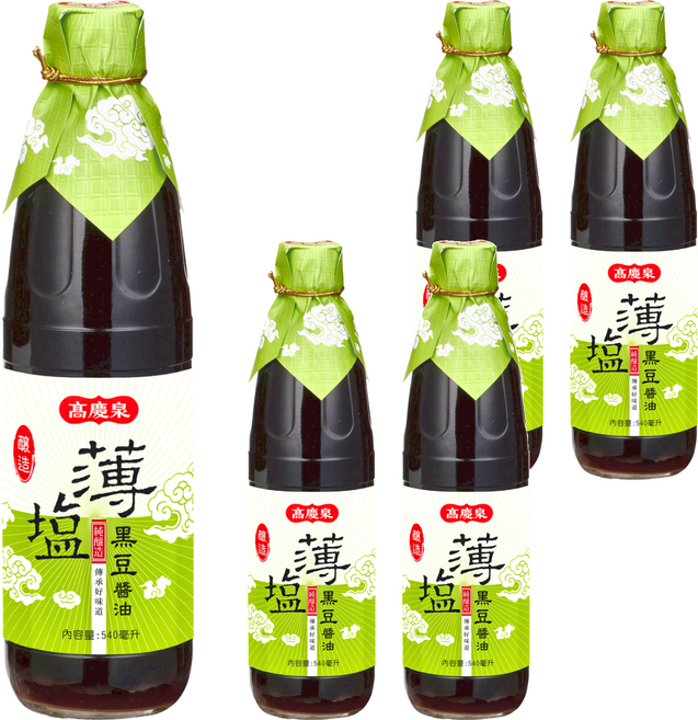 高慶泉 薄鹽黑豆醬油, 540ml, 5瓶