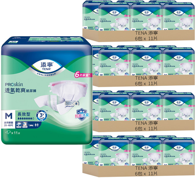 TENA 添寧 透氣乾爽紙尿褲 長效型, M, 11片, 24包