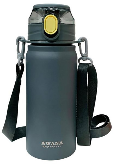 AWANA 手提背帶運動瓶 AN-600 7.5 x 7.5 x 22cm 320g, 鐵灰色, 600ml, 1瓶