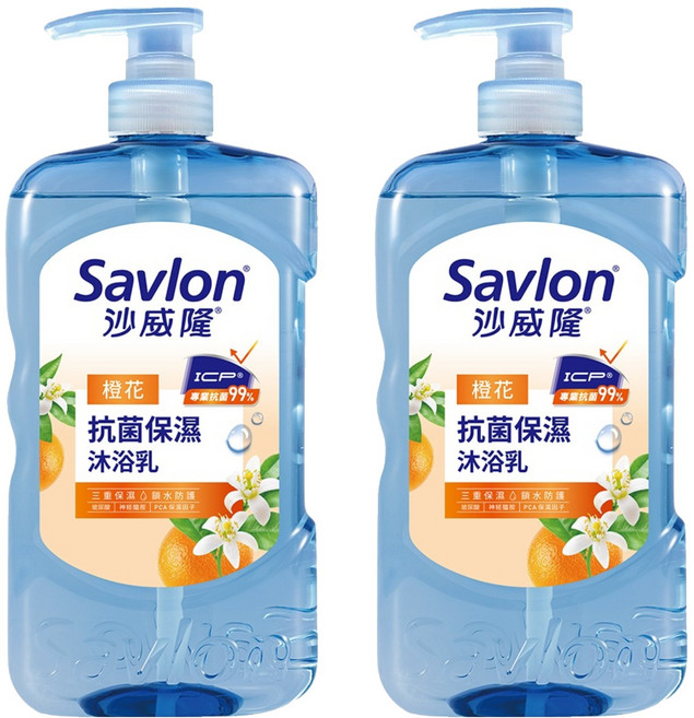 Savlon 沙威隆 台灣公司貨 抗菌保濕沐浴露 橙花, 850g, 2個