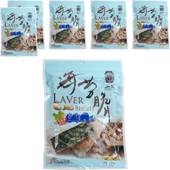 弘益 海苔杏仁脆片, 40g, 6包