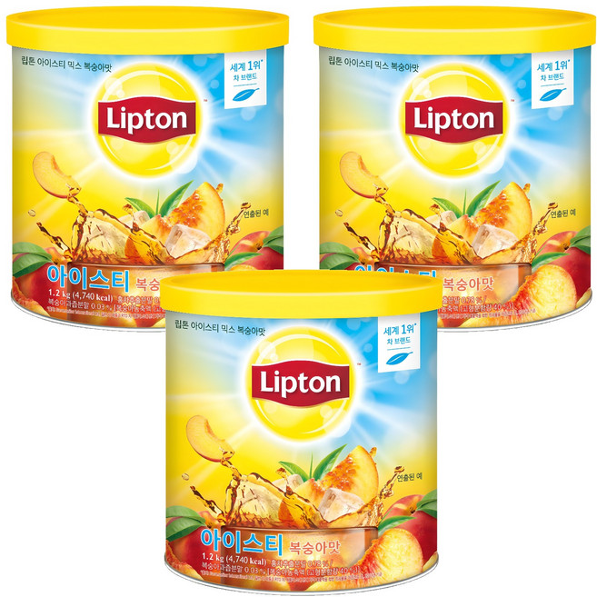 Lipton 立頓 罐裝水蜜桃冰茶粉, 1.2kg, 3罐