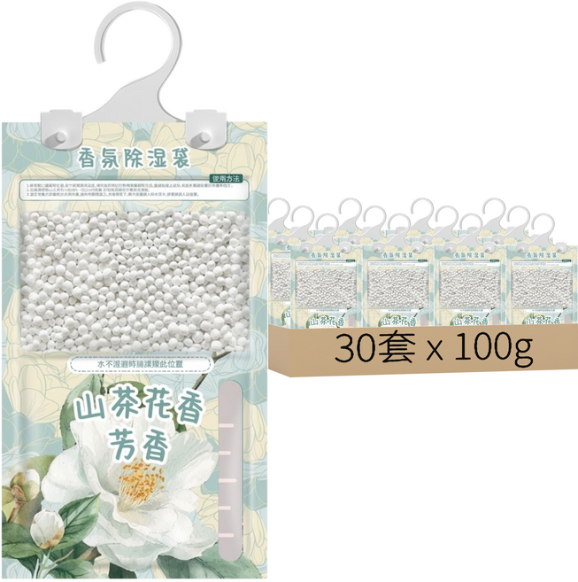 Mega 高級香氛可掛式除濕袋 山茶花香, 100g, 30套