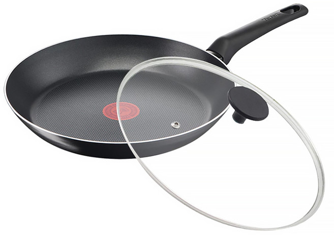 Tefal 特福 太陽系列 不沾平底鍋 + 玻璃蓋 B5700632 黑黃色, 28cm, 1組