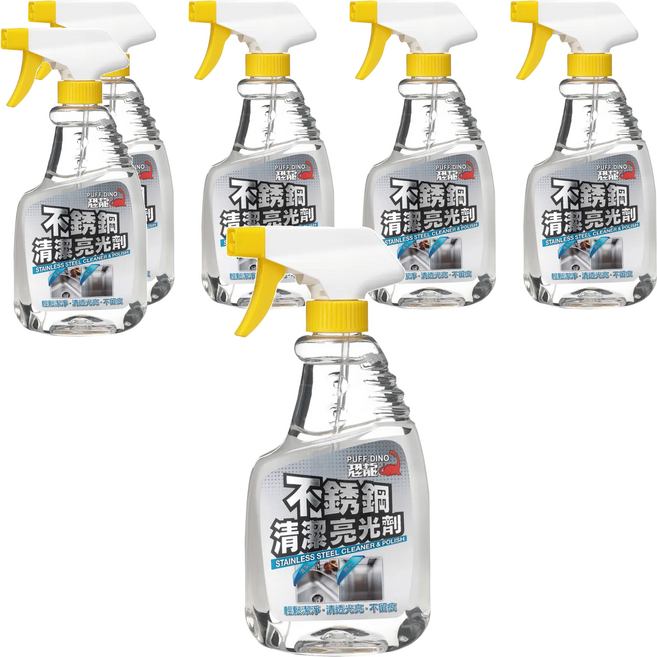 PUFF DINO 恐龍 不銹鋼清潔亮光劑, 500ml, 6罐