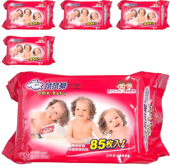 OMA&Baby 拭拭樂 嬰兒柔濕巾, 5包, 85張