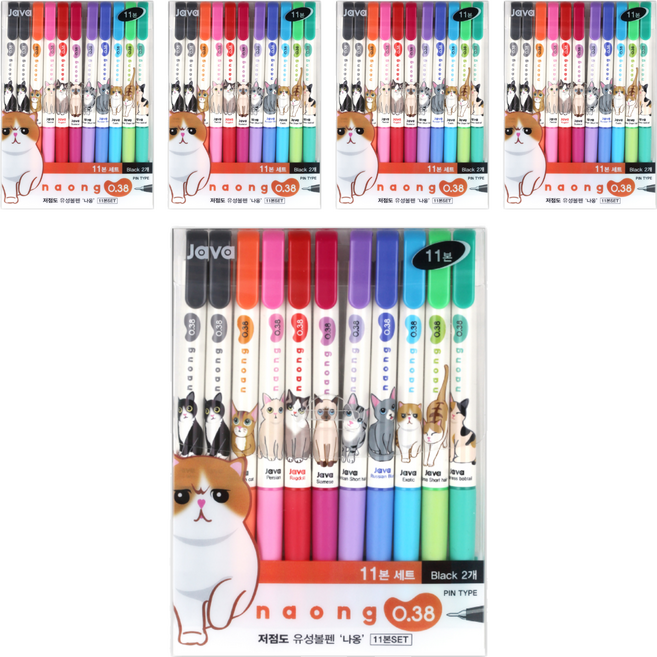 JAVAPEN Naong 迷你原子筆 11支組 0.38mm, 混合色, 5套