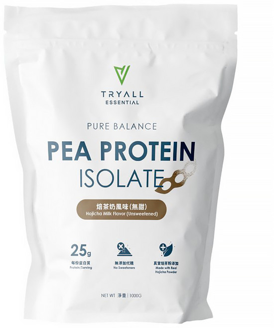 TRYALL Essential Pure Balance 極粹豌豆植物蛋白 焙茶奶風味, 1kg, 1個