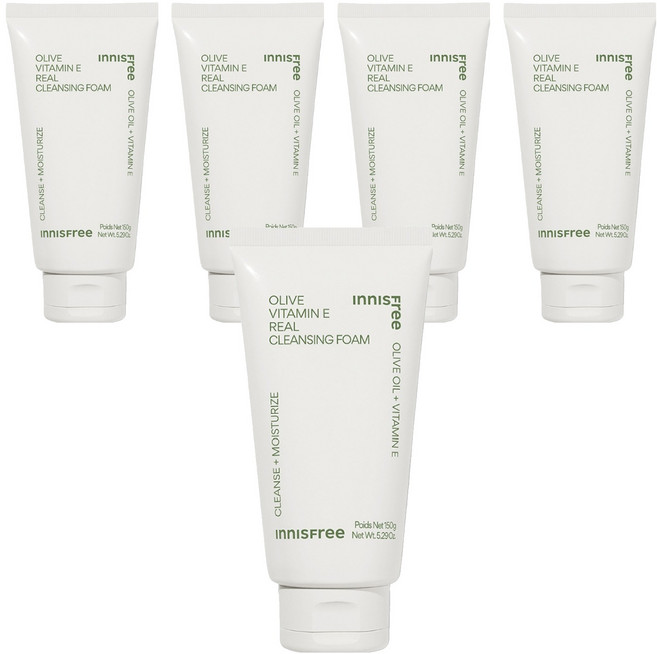 INNISFREE 台灣公司貨 橄欖維他命E潔面乳, 150g, 5條