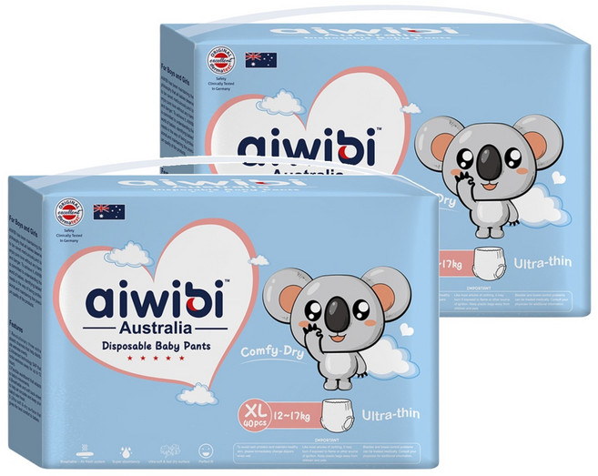 aiwibi 愛薇彼 清新乾爽透氣輕薄 褲型尿布 12~17kg, XL, 80片