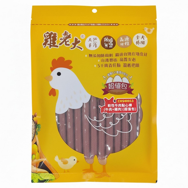 雞老大 軟性牛肉點心棒, 牛肉+雞肉, 475g, 1包