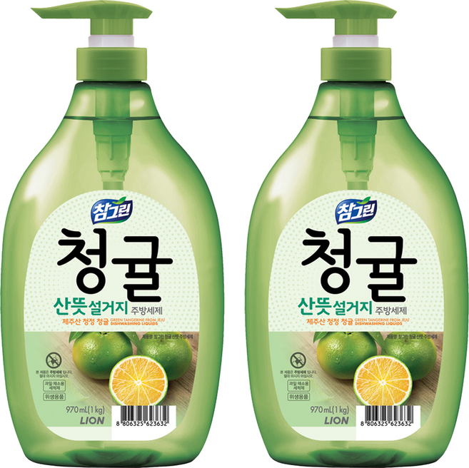 Chamgreen 青橘清爽洗碗精, 1kg, 2個