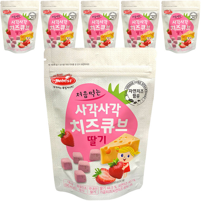 Bebest 初次品嚐的酥脆起司方塊, 草莓, 16g, 6個
