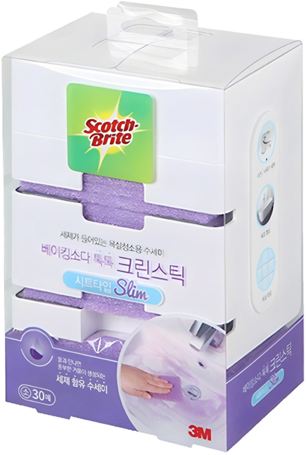3M Scotch-Brite 百利 小蘇打輕薄菜瓜布+易取收納盒, 30片, 1盒