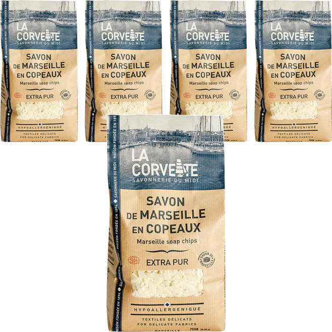 LA CORVETTE 法釩馬賽莊園 經典植物油馬賽皂絲, 750g, 5包