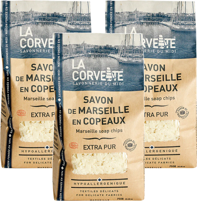 LA CORVETTE 法釩馬賽莊園 經典植物油馬賽皂絲, 750g, 3包