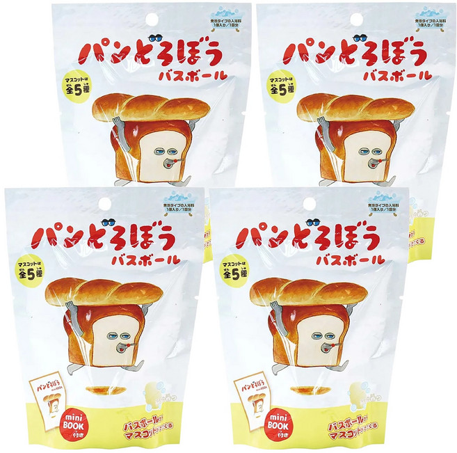 日本 nol BANDAI 麵包小偷入浴球 麵包香味 60g, 混合顏色, 4個