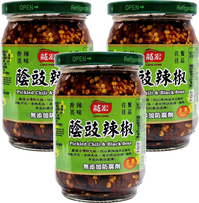 龍宏 蔭豉辣椒, 380g, 3罐