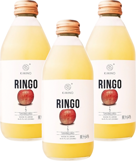 KIMINO 青森蘋果氣泡果汁飲, 3個, 250ml
