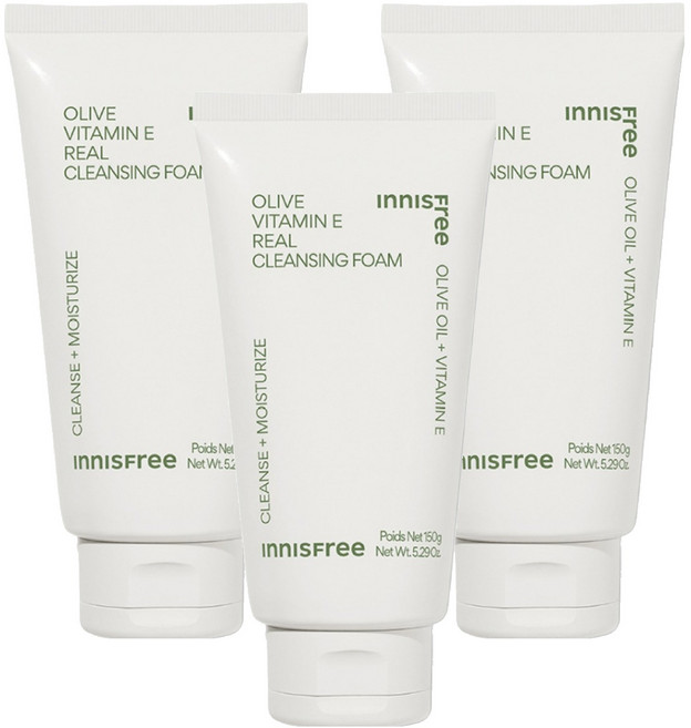 INNISFREE 台灣公司貨 橄欖維他命E潔面乳, 150g, 3條