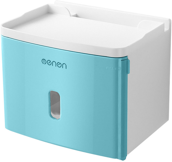 oenen 免打孔方形壁掛式防水擦手紙盒, 藍色, 1個