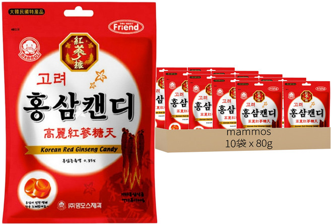 mAmmos 紅蔘糖, 80g, 10袋