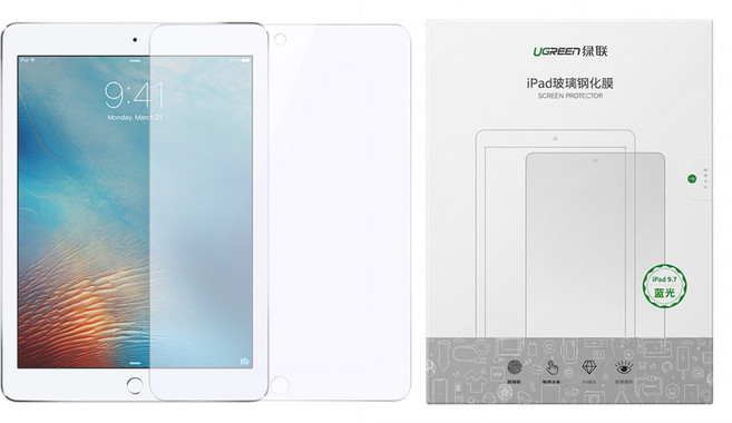 UGREEN 綠聯 平板電腦 鋼化玻璃 保護貼 iPad 9.7 9H 抗指紋 藍光版 1個