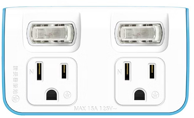 Tyson 太順電業 2切2座節能小壁插 3P便利型 TS-122B 碧藍色, 1個