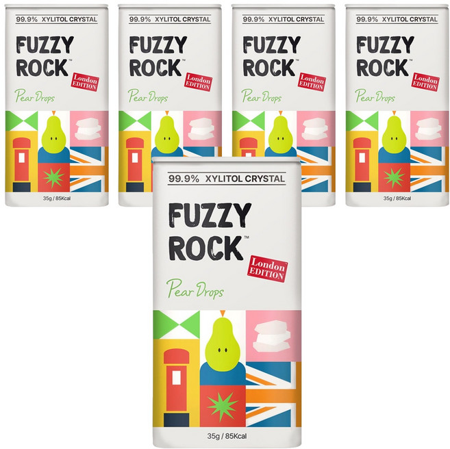 Fuzzy Rock 木糖醇水晶糖 水梨口味, 5罐, 35g