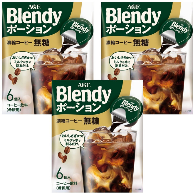 AGF Blendy 濃縮咖啡球 無糖, 18g, 6顆, 3袋