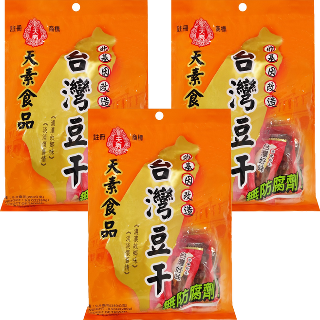 天素食品 台灣豆乾, 280g, 3袋