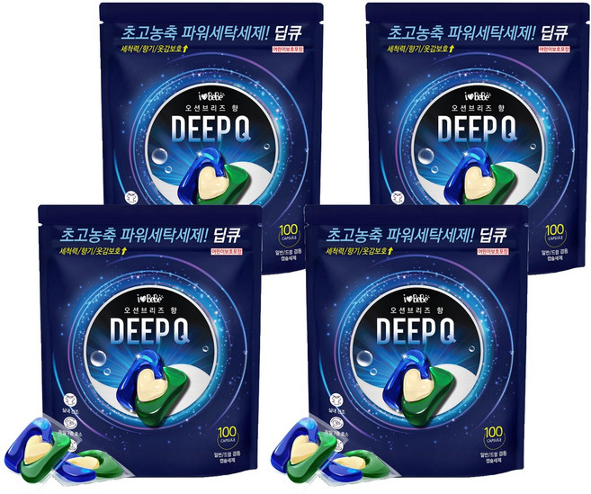 Ilovebebe Deep Q 膠囊洗衣精 海洋微風香 1kg, 100入, 4個