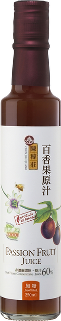 陳稼莊 百香果原汁 加糖, 250ml, 1瓶