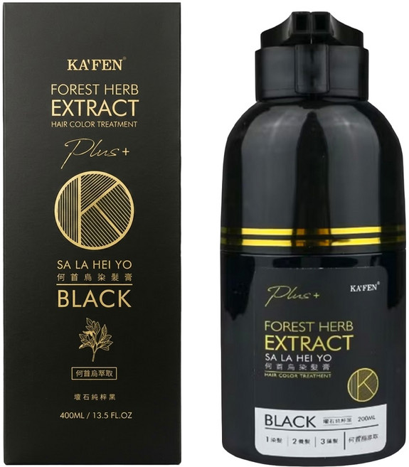 KA'FEN 卡氛 Plus+ 何首烏染髮膏 200ml, 曜石純粹黑, 1件