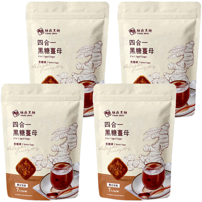 糖鼎 四合一黑糖薑母茶, 30g, 7包, 4袋