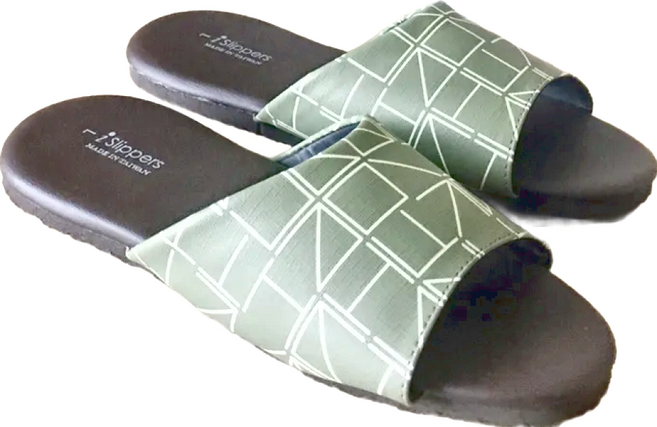 TAIWAN SLIPPER 台灣犀利趴 台灣製造 經典系列 皮質室內拖鞋, 個性方格綠, 1雙